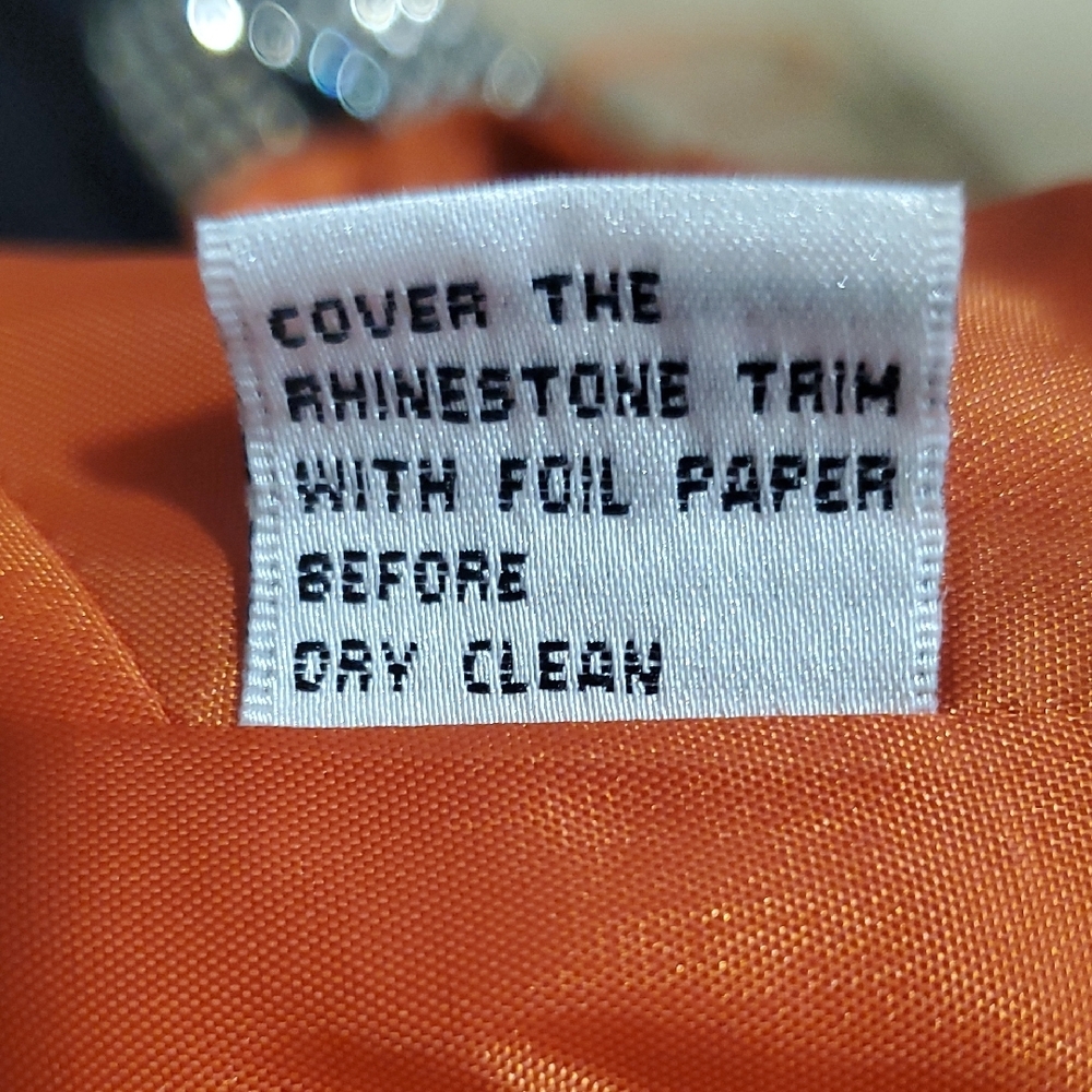 Vtg Niteline Chic Orange Silk Gown with Silver Accents - Picture 15 of 16